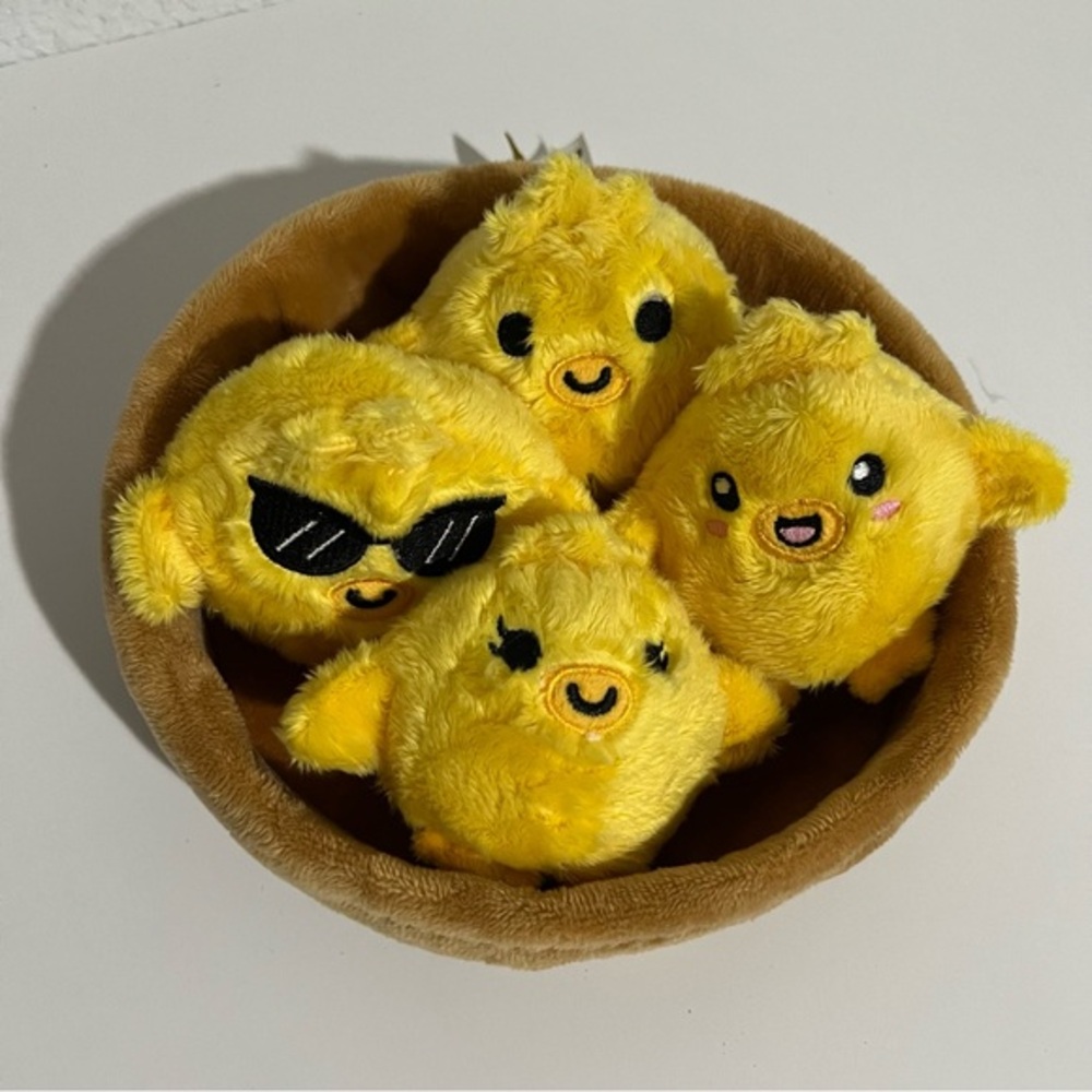 Emotional Support Chickies by Relatable Cuddly Stuffed 4 Chicks & Basket